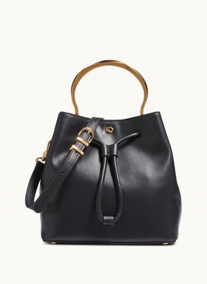 Black Donna Karan Lawrence Bucket Satchel | ZA_DK35858