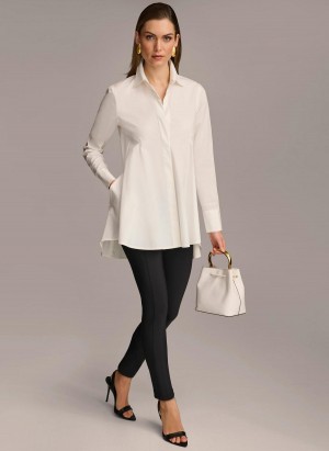 Cream Donna Karan Long Sleeve A-line Tunic Sweaters and Tops | ZA_DK68884