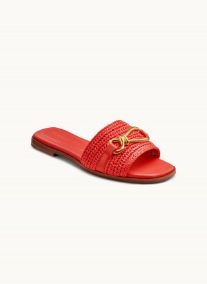 Red Donna Karan Haylen Flat Sandals | ZA_DK58783