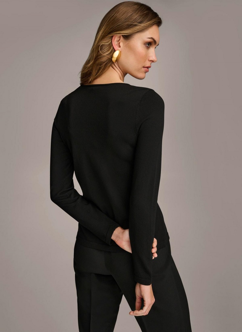 Black Donna Karan Buckle Hardware Sweaters and Tops | ZA_DK98987