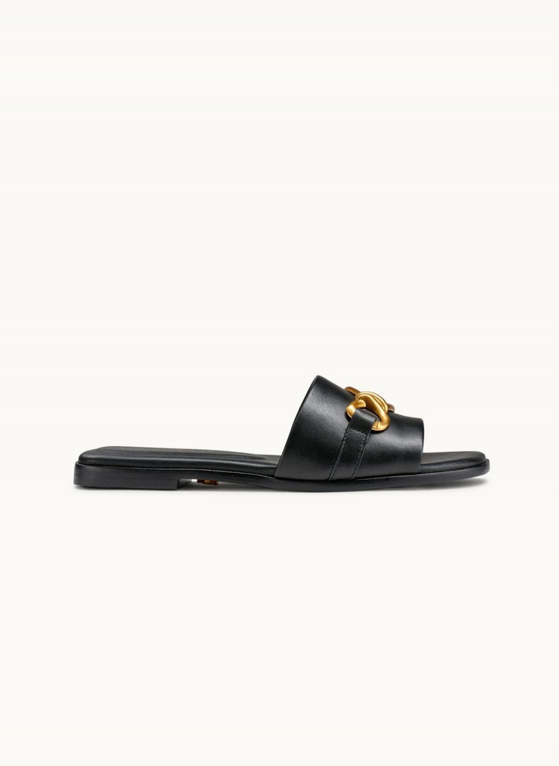 Black Donna Karan Haylen Flat Sandals | ZA_DK82093