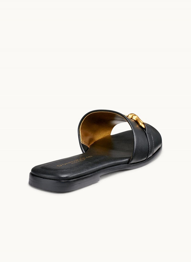 Black Donna Karan Haylen Flat Sandals | ZA_DK82093