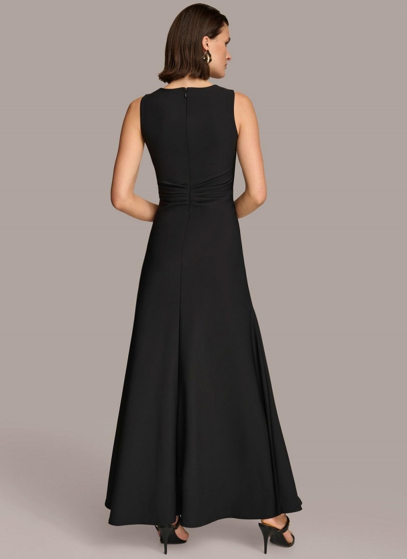 Black Donna Karan Vneck Twist Front Gown Dress | ZA_DK34674