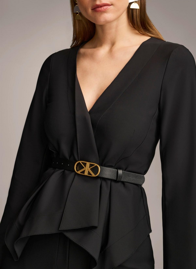 Black Donna Karan Wrap Jacket With Belt Sweaters and Tops | ZA_DK61578