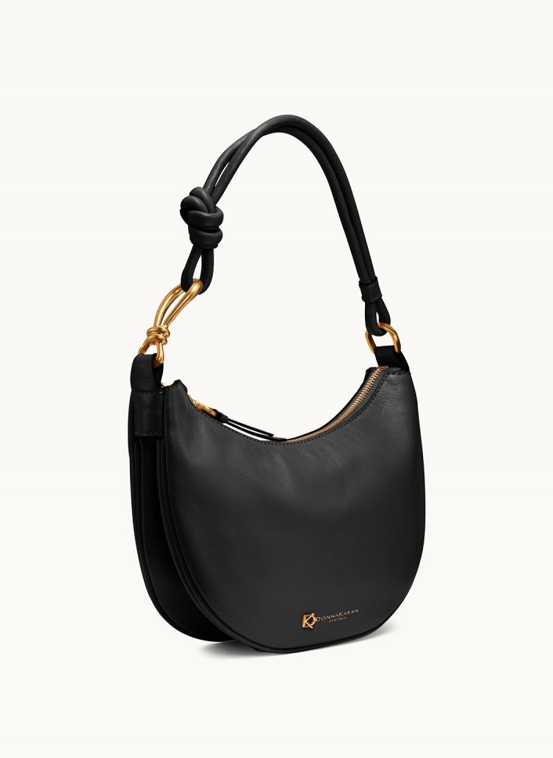 Black / Gold Donna Karan Roslyn Small Hobo Bag | ZA_DK37179