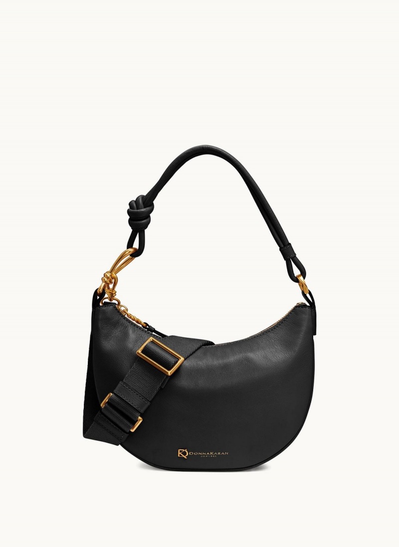 Black / Gold Donna Karan Roslyn Small Hobo Bag | ZA_DK37179