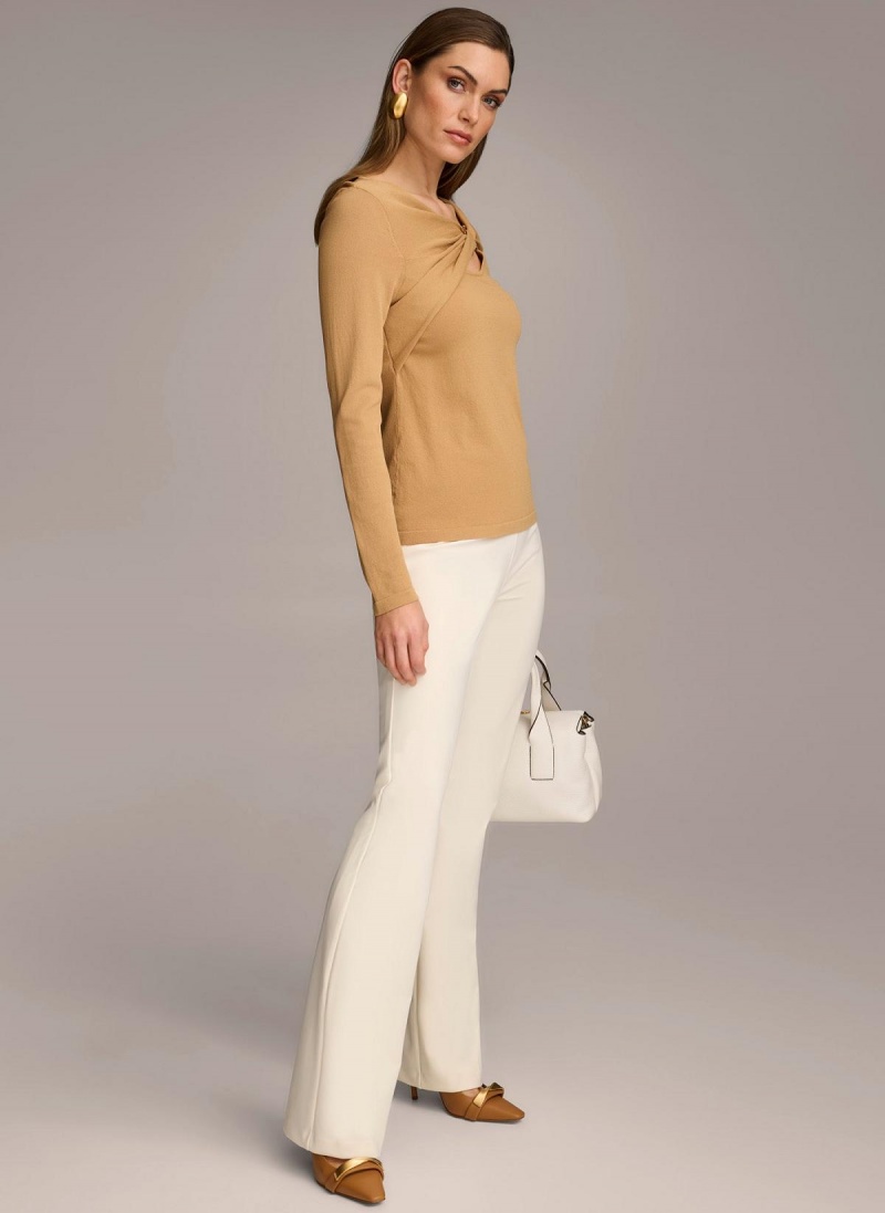 Brown Donna Karan Buckle Hardware Sweaters and Tops | ZA_DK51608