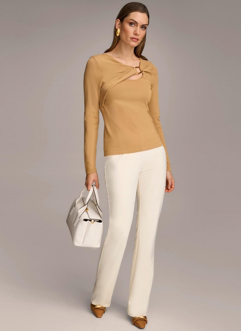 Brown Donna Karan Buckle Hardware Sweaters and Tops | ZA_DK51608