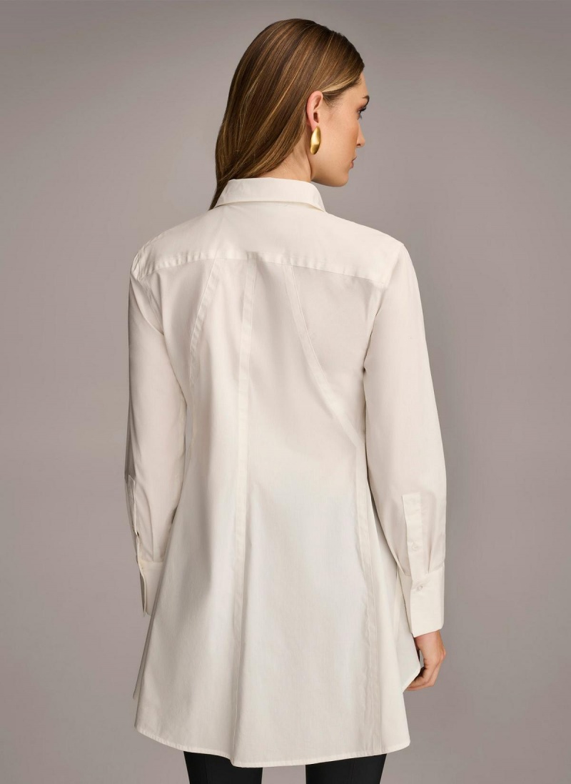 Cream Donna Karan Long Sleeve A-line Tunic Sweaters and Tops | ZA_DK68884