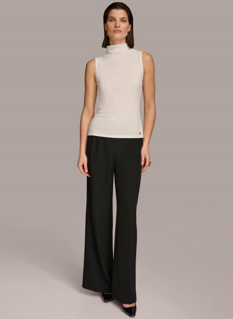 Cream Donna Karan Mockneck Sweaters and Tops | ZA_DK53877