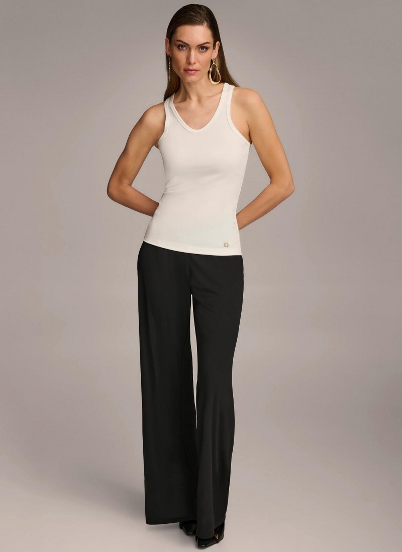 Cream Donna Karan Sleeveless Knit Shell Sweaters and Tops | ZA_DK89104