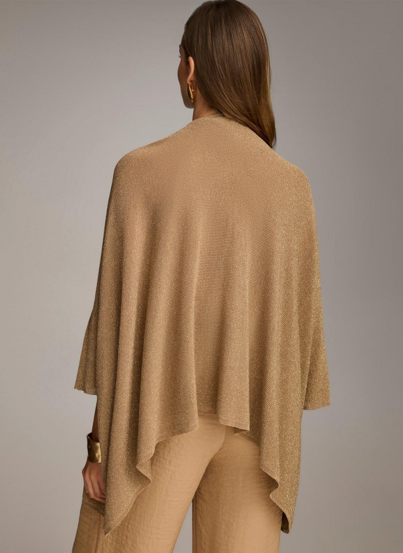 Gold Donna Karan Lurex Cardigan Sweaters and Tops | ZA_DK59922