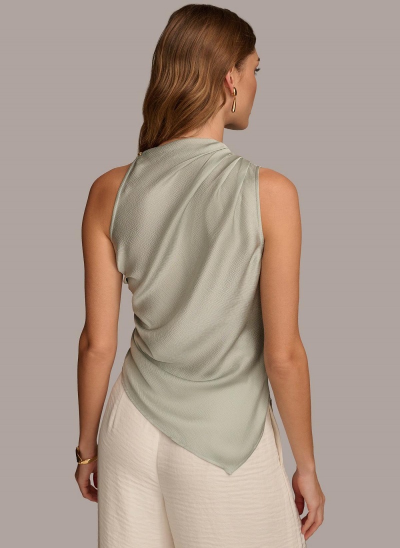 Grey Donna Karan Ruched With Angled Hem Sweaters and Tops | ZA_DK25701