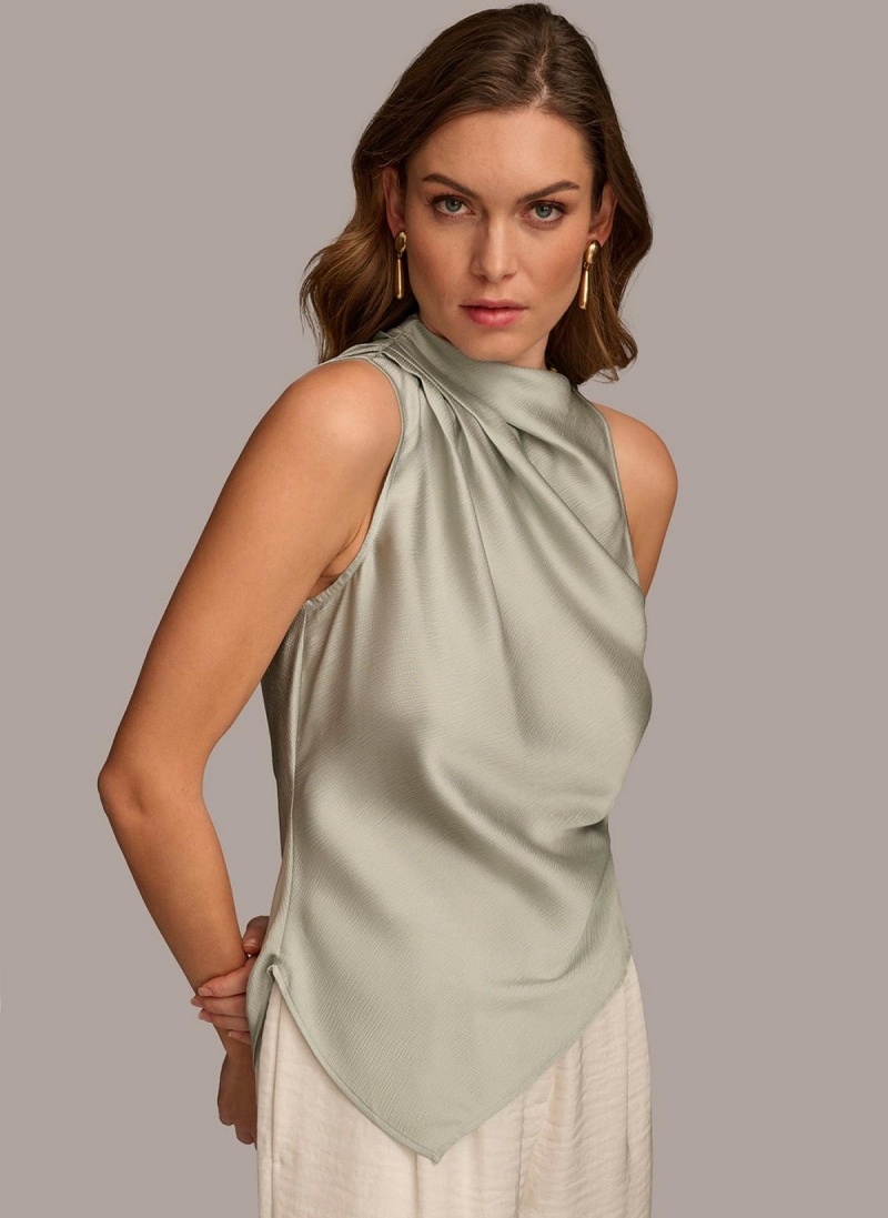 Grey Donna Karan Ruched With Angled Hem Sweaters and Tops | ZA_DK25701