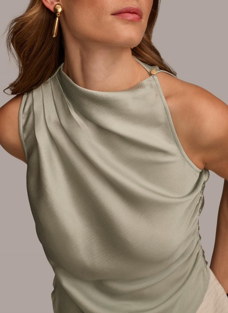 Grey Donna Karan Ruched With Angled Hem Sweaters and Tops | ZA_DK25701