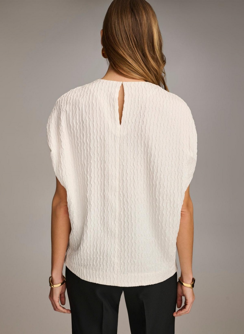 White Donna Karan Textured Sweaters and Tops | ZA_DK42253