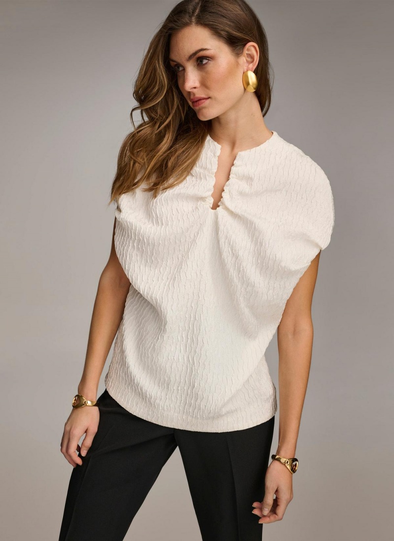 White Donna Karan Textured Sweaters and Tops | ZA_DK42253